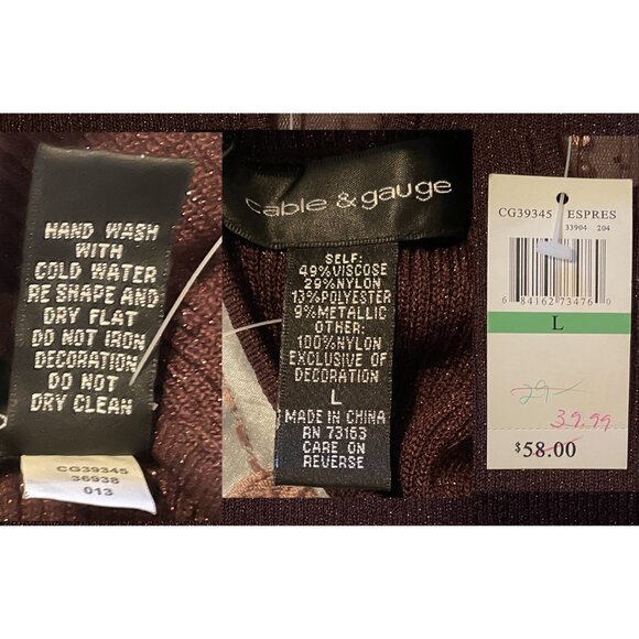 Cable and Gauge Brown Sequined Dressy Blouse - Picture 4 of 6